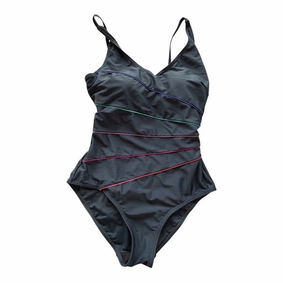 Other - Navy One Piece Swimsuit L Slight Ruching Adjustable Straps